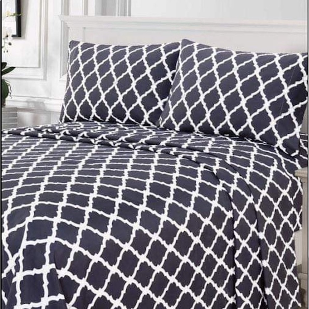 ✨FINAL STOCK✨Twin 3pc Charcoal Arabesque Bedsheets